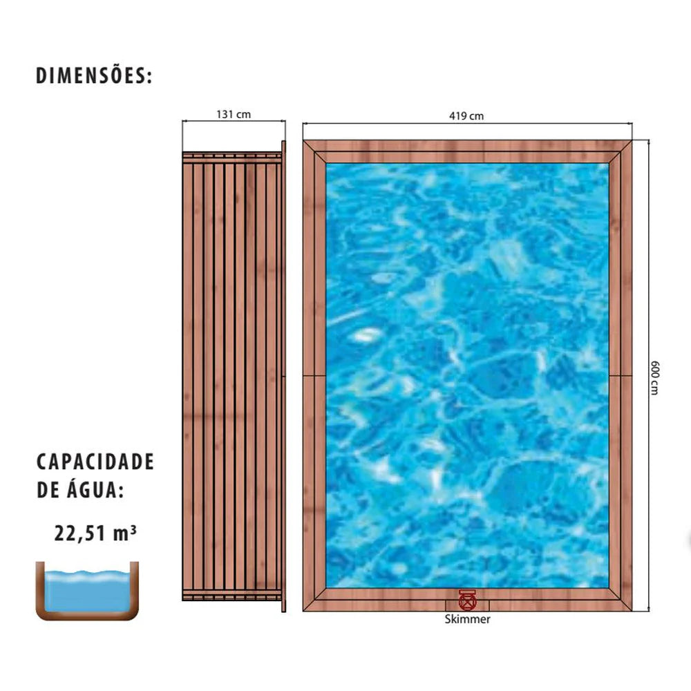 Piscina Elevada/Enterrada - Madeira - Iguazu - 6 x 4,19 m